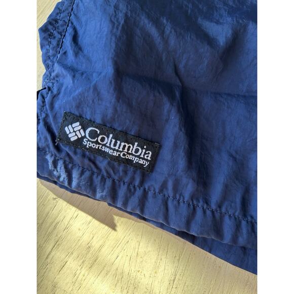 Columbia Men’s Large Shorts Mesh Lined Swim Trunks Navy Blue Fish Hike Gorpcore - Picture 2 of 7
